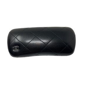 Chanel Sunglasses Case Black Matelasse Quilted Silver CC Logo